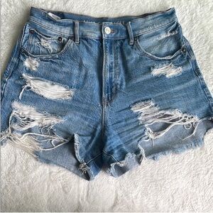 American Eagle Outfitters High Waisted Distressed Denim Shorts